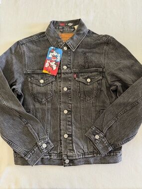 Levi's Black/Gray Denim Mickey Mouse Embroidered Jacket
